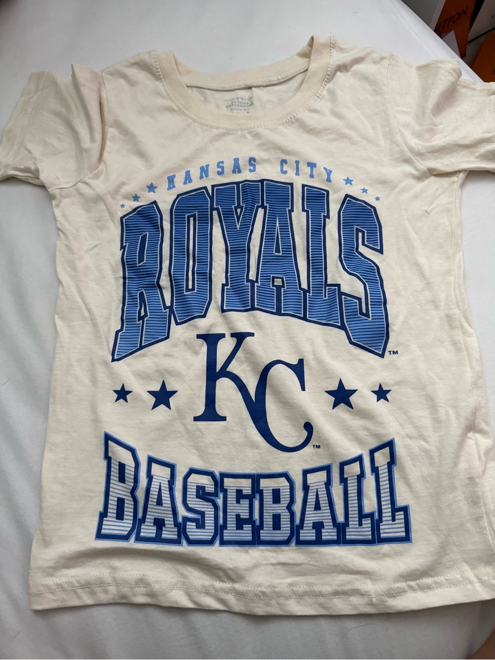 Kansas City Royals Cream & Blue Kids Baseball Tee